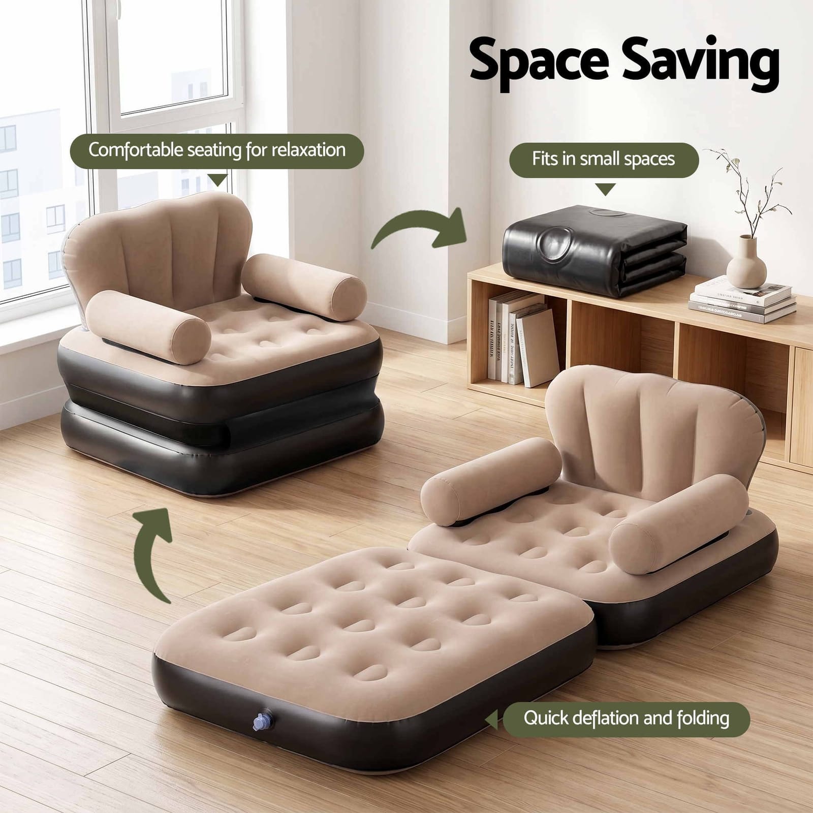 Inflatable Chair Lounge Coffee 85x85x87cm