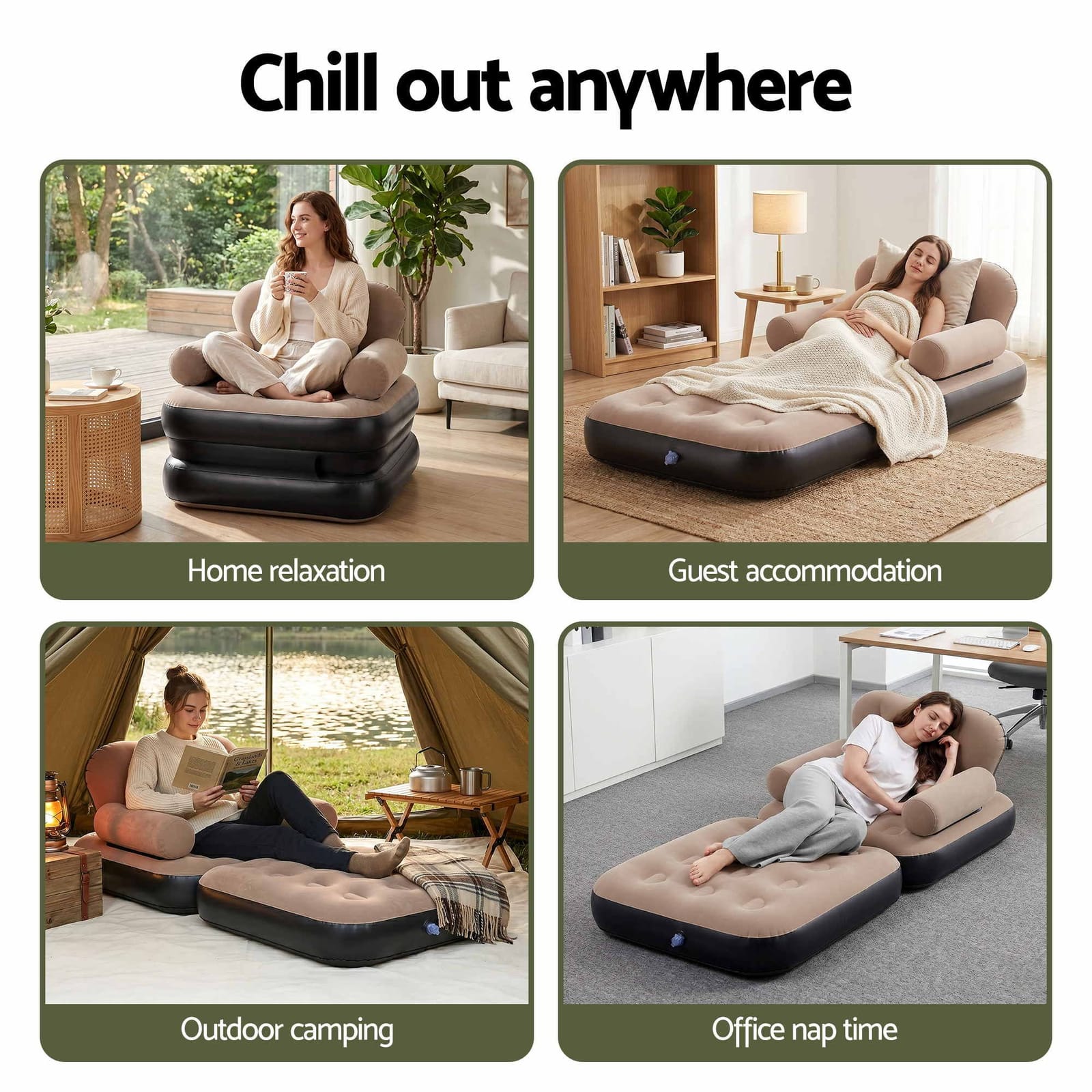 Inflatable Chair Lounge Coffee 85x85x87cm
