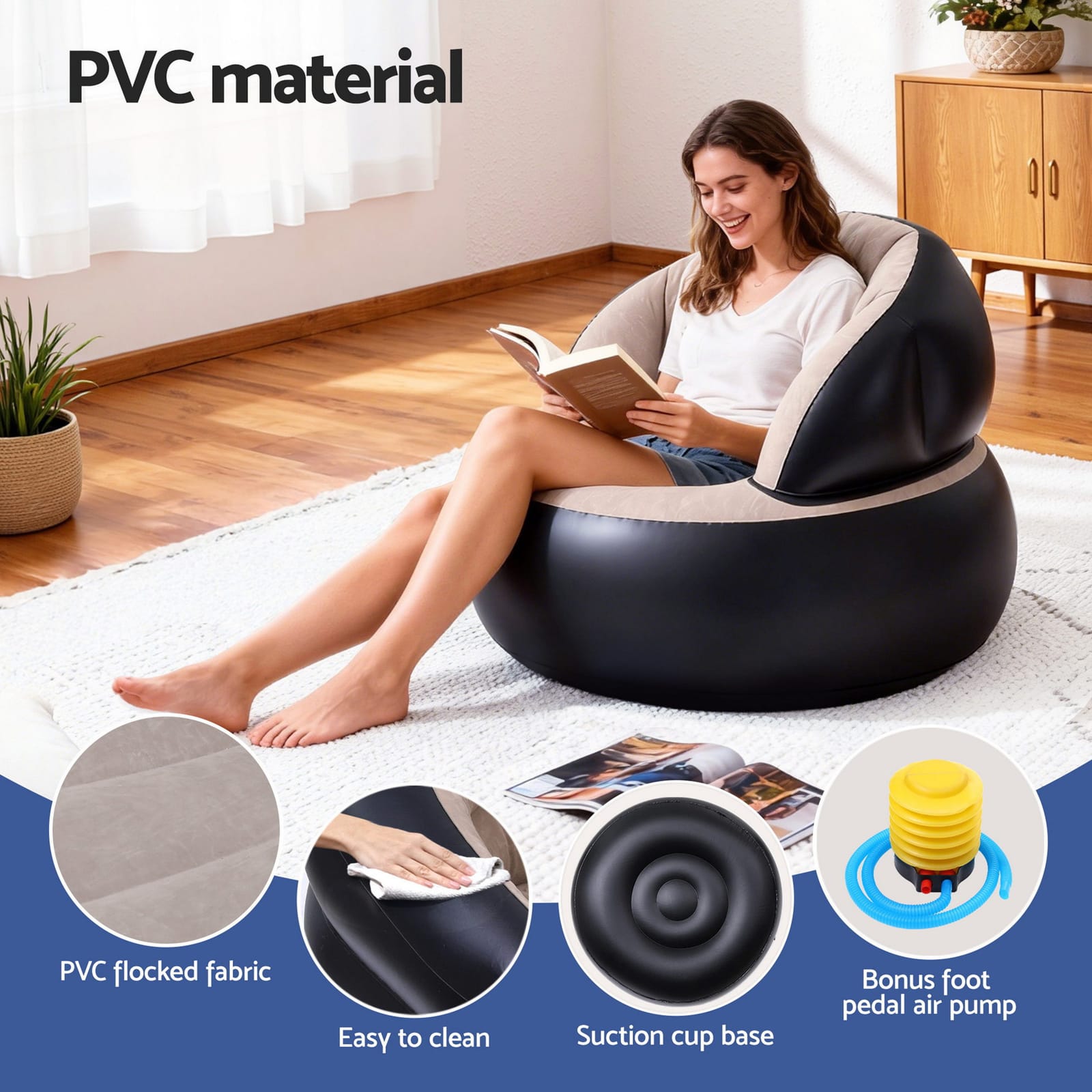 Inflatable Chair Coffee Folding Sofa 70x70x70cm
