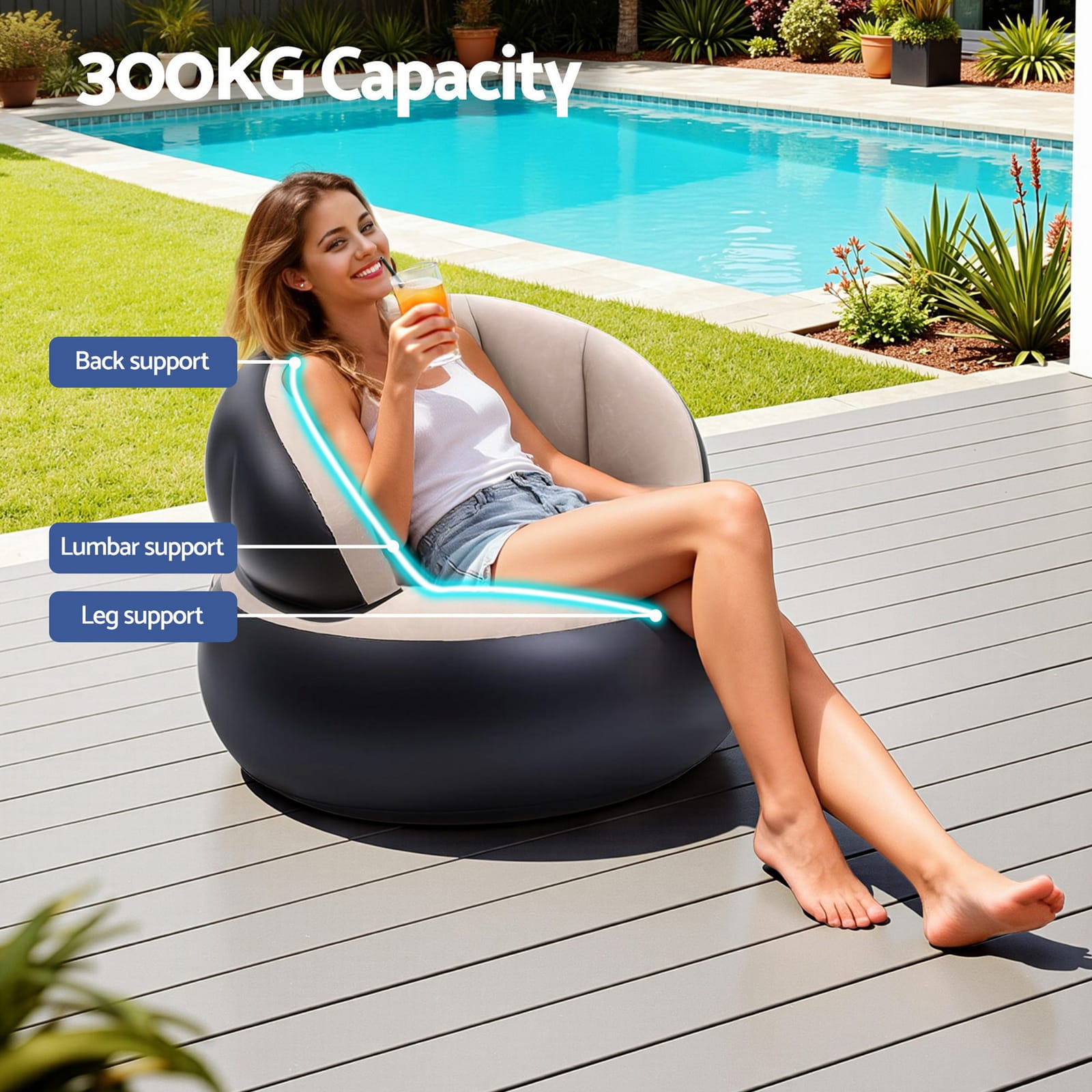 Inflatable Chair Coffee Folding Sofa 70x70x70cm