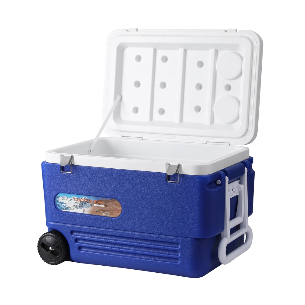 60L Portable Ice Cooler Box With Wheels Camping Fridge
