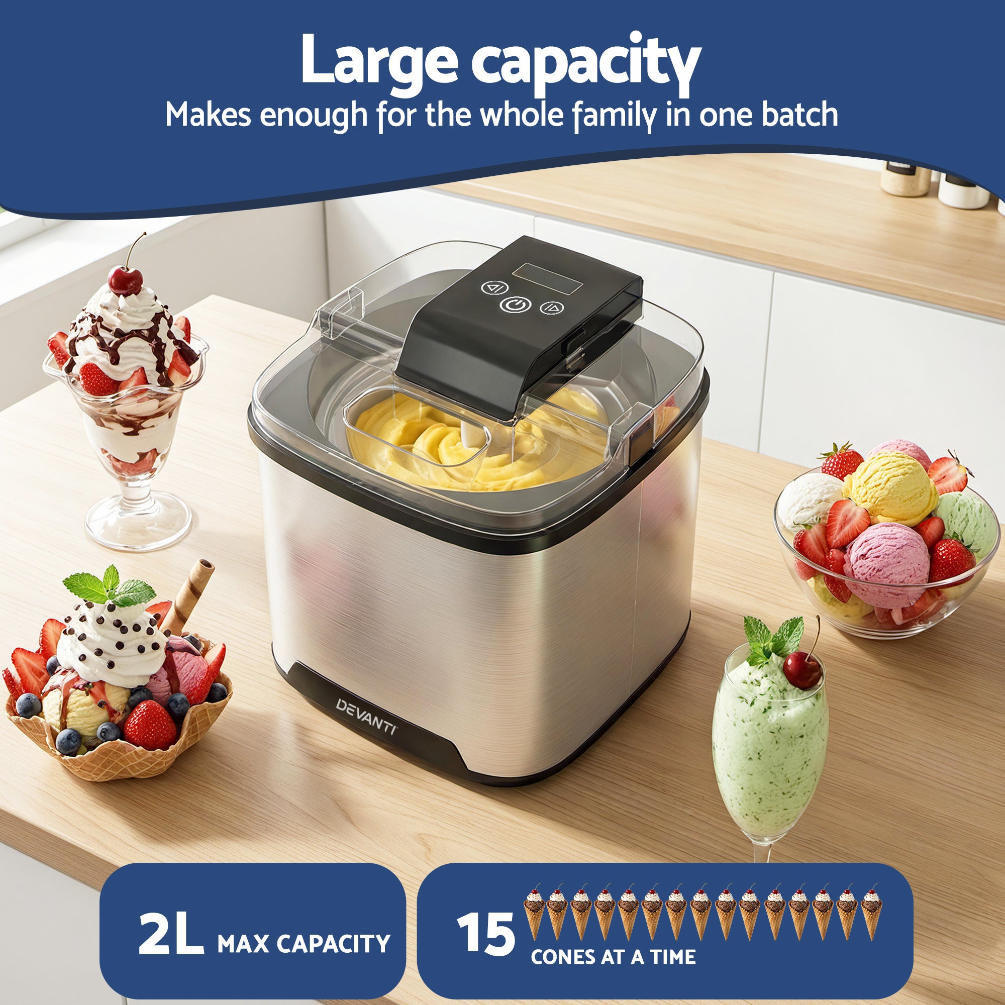 Devanti 2L Ice Cream Maker Gelato Sorbet Machine | Simpledeals