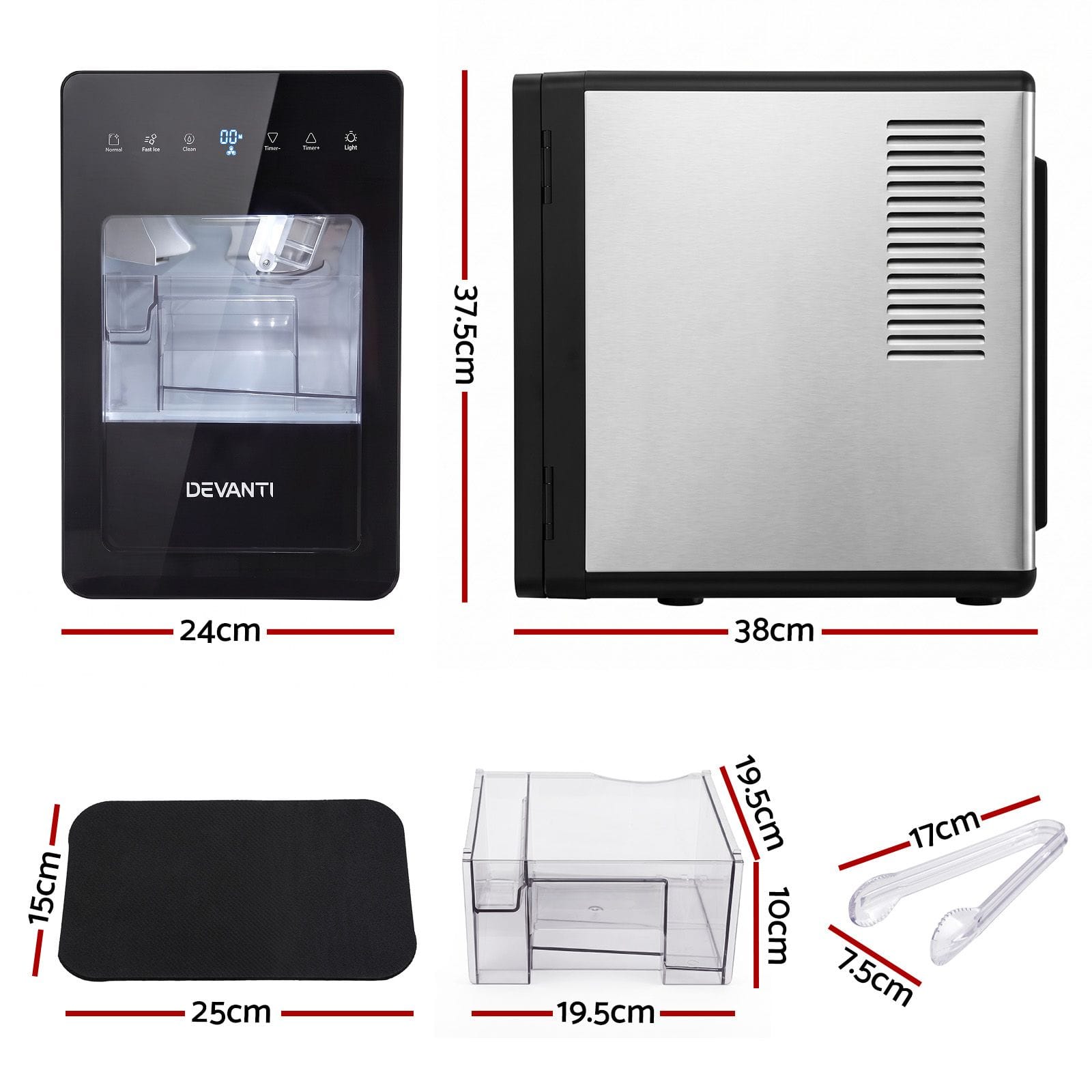 Large Ice Maker Machine 24x38x37.5cm