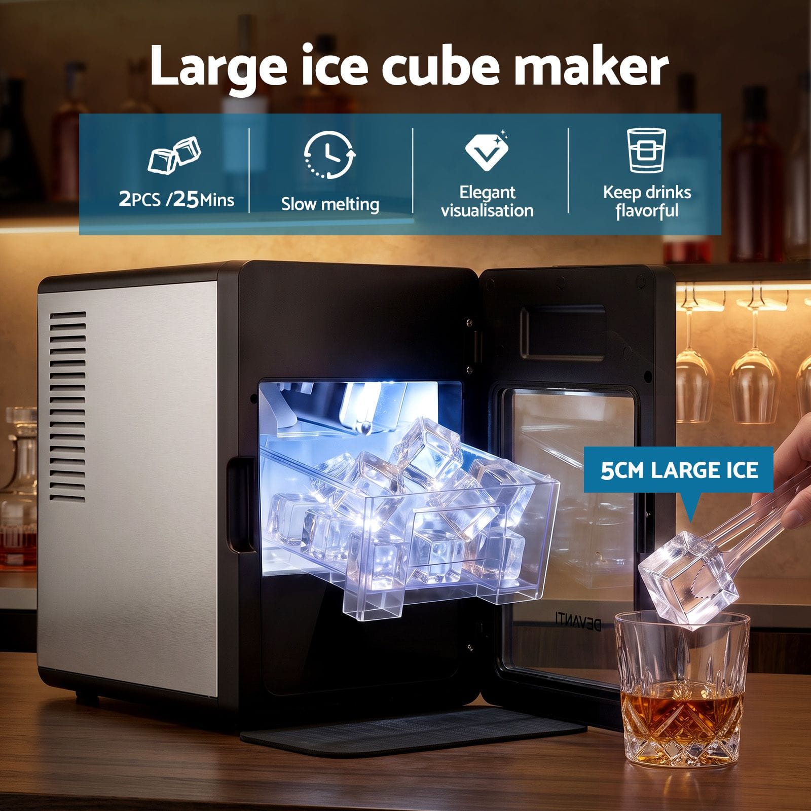 Large Ice Maker Machine 24x38x37.5cm