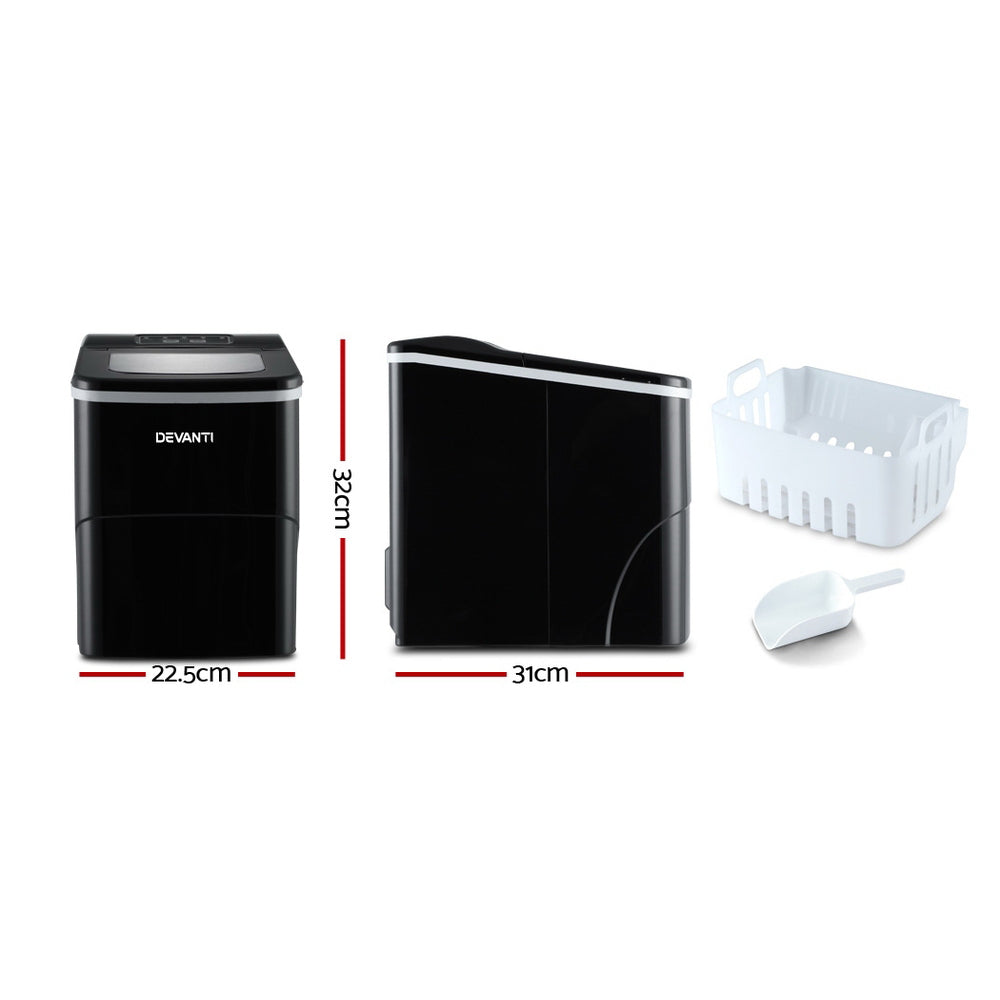 Ice Makers - Portable Ice Cube Maker Machine 2L Home Bar Benchtop Easy Quick Black