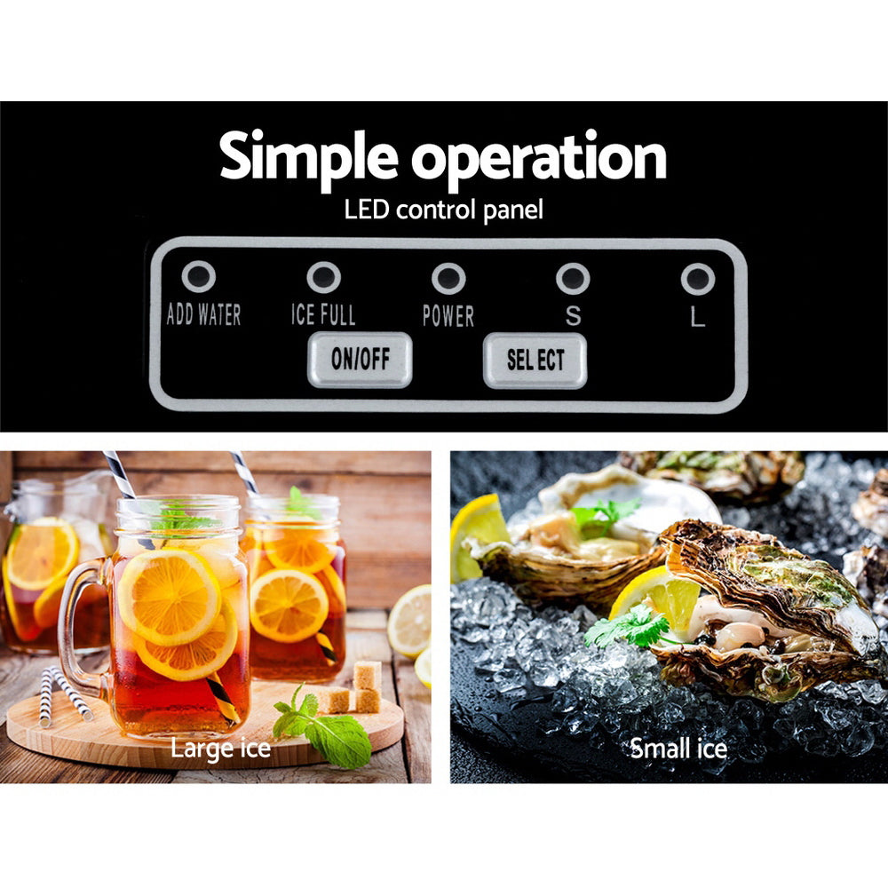 Portable Ice Cube Maker Machine 2L Home Bar Benchtop Easy Quick Black, Ice Makers