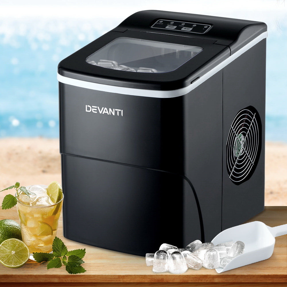 Portable Ice Cube Maker Machine 2L Home Bar Benchtop Easy Quick Black - Ice Makers