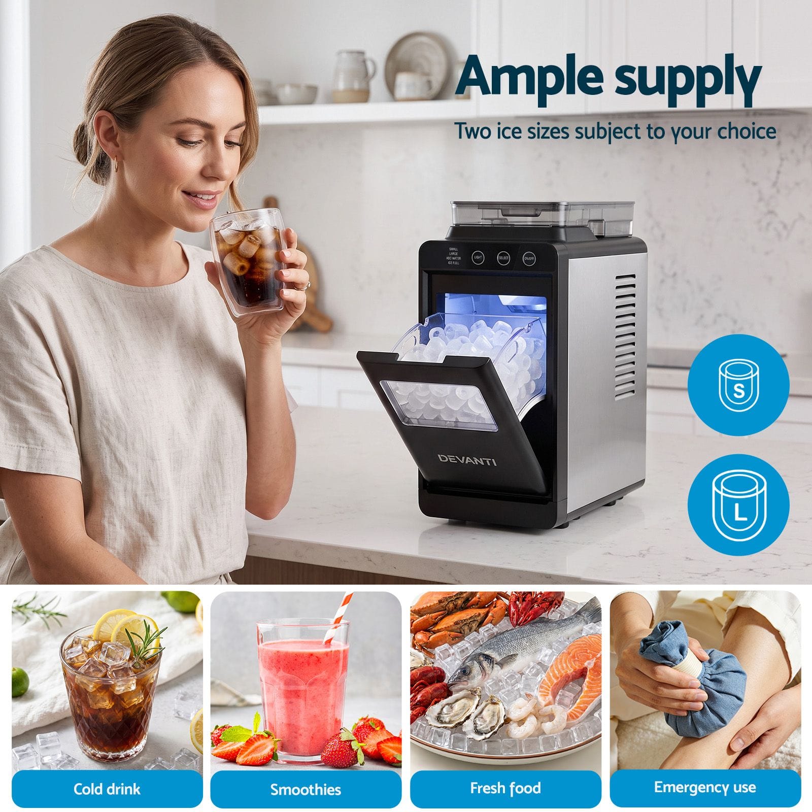 Compact Ice Maker Machine 17x31x38cm