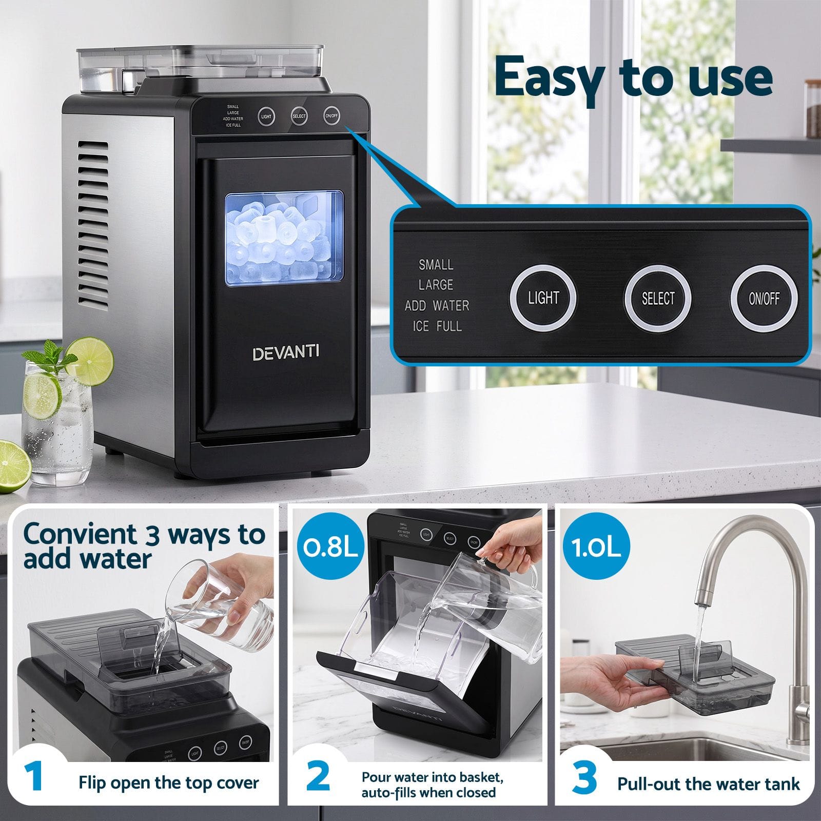 Compact Ice Maker Machine 17x31x38cm