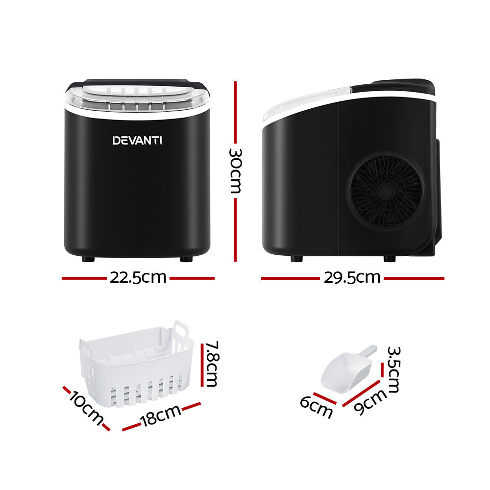 Portable Ice Maker Machine Ice Cube Tray 12Kg Bar Countertop Black
