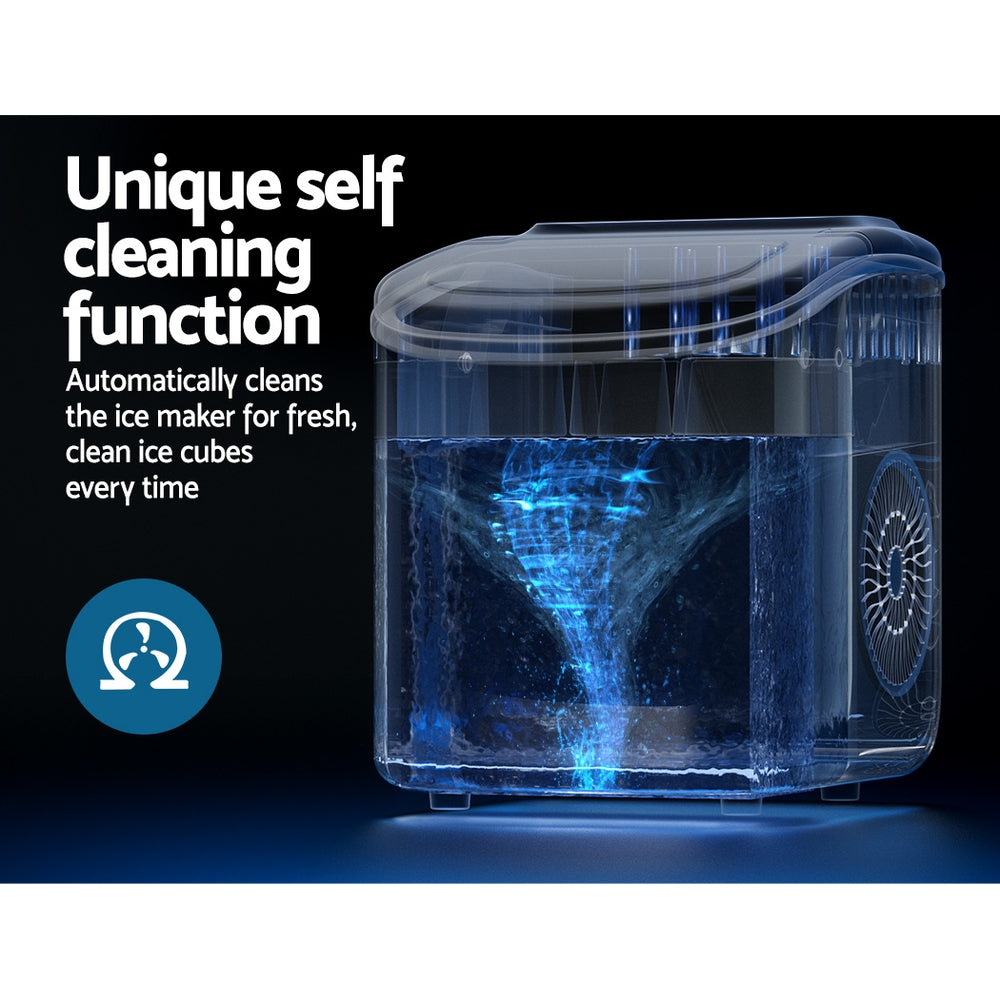Portable Ice Maker Machine Ice Cube Tray 12Kg Bar Countertop Black
