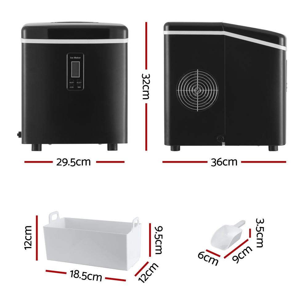 Ice Makers - 3.2L Portable Ice Cube Maker Machine Benchtop Counter Black