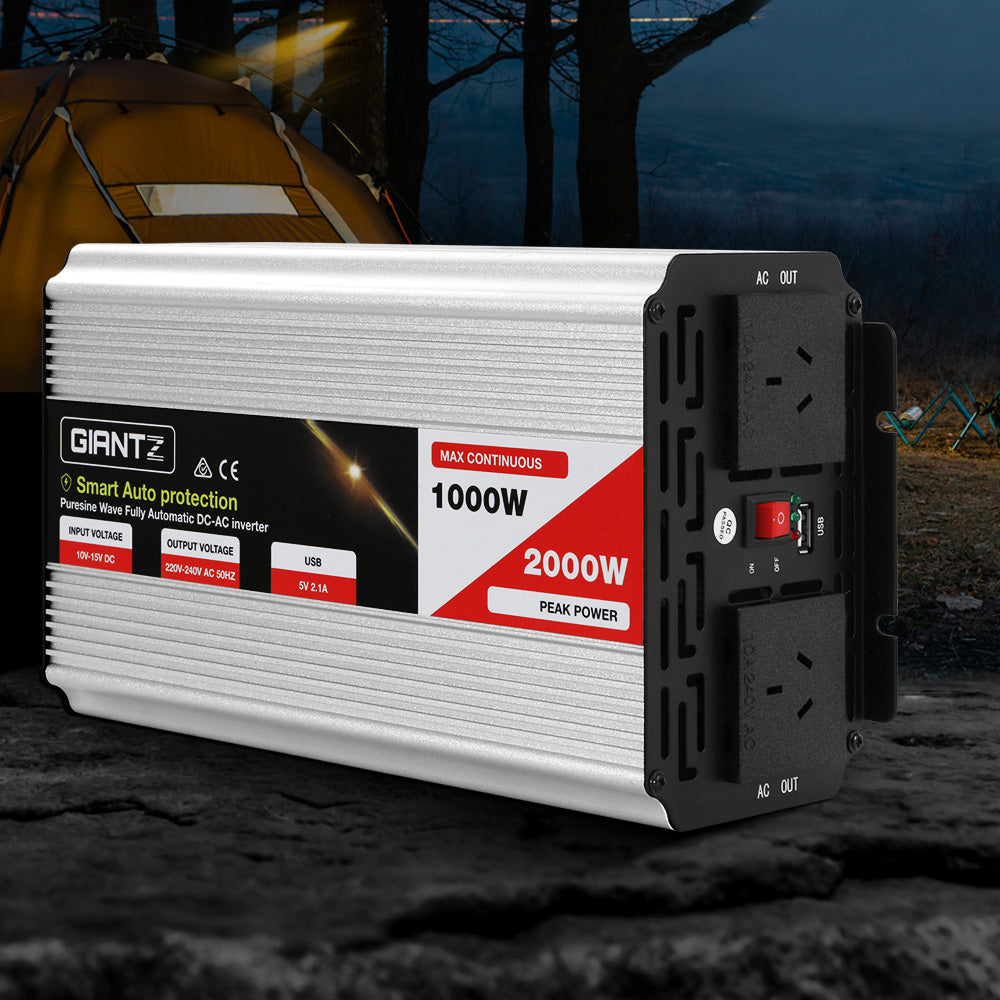 Power Inverter 1000W Or 2000W Pure Sine Wave 12V-240V Camping Boat Caravan