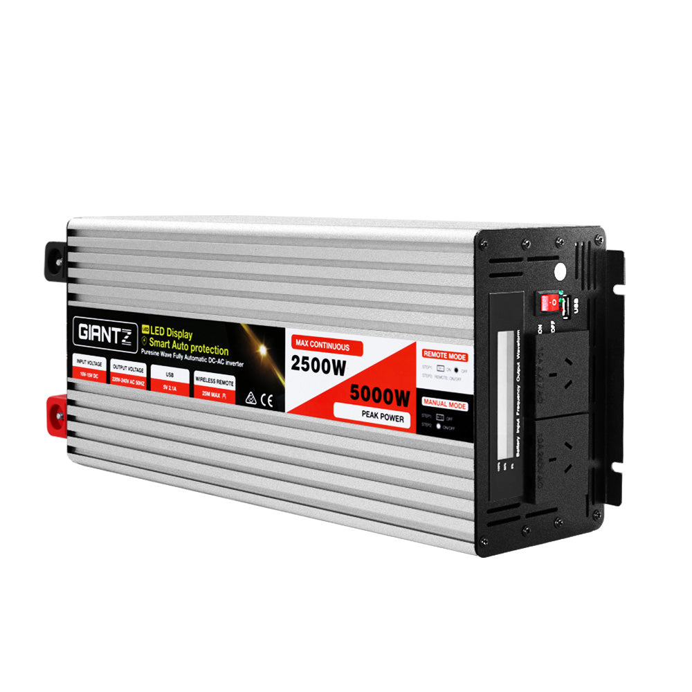 Power Inverter 12V To 240V 2500W/5000W Pure Sine Wave Camping Car Boat