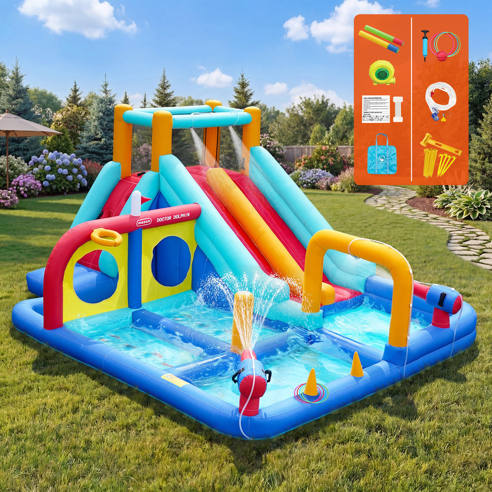 Doctor Dolphin 10-IN-1 Inflatable Water Park Dual Slides