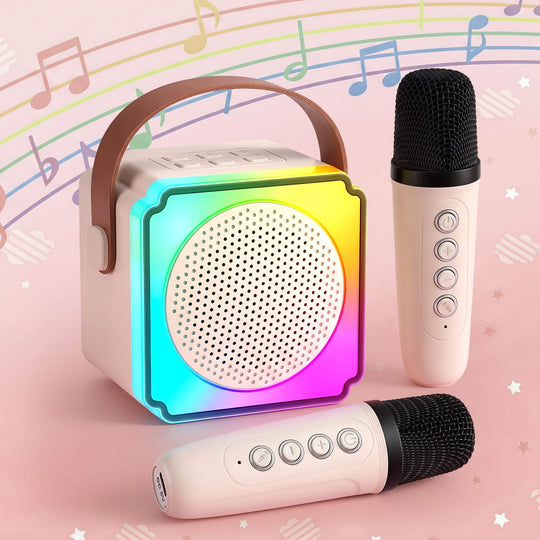 Portable Karaoke Machine 2 Wireless Mics - Bluetooth Speakers