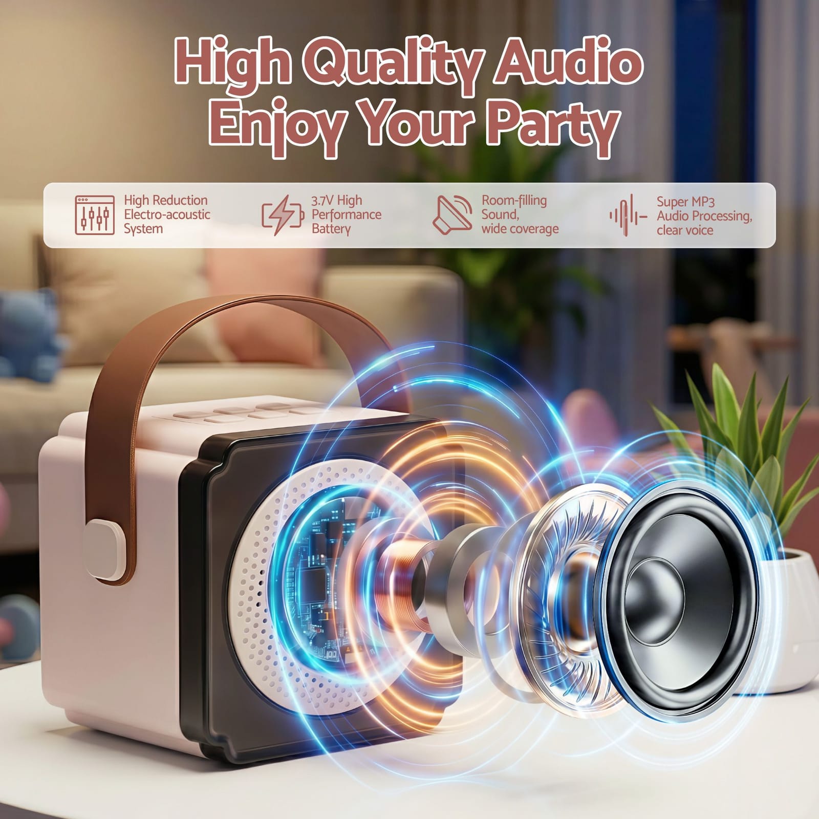 Portable Karaoke Machine 2 Wireless Mics | Simpledeals