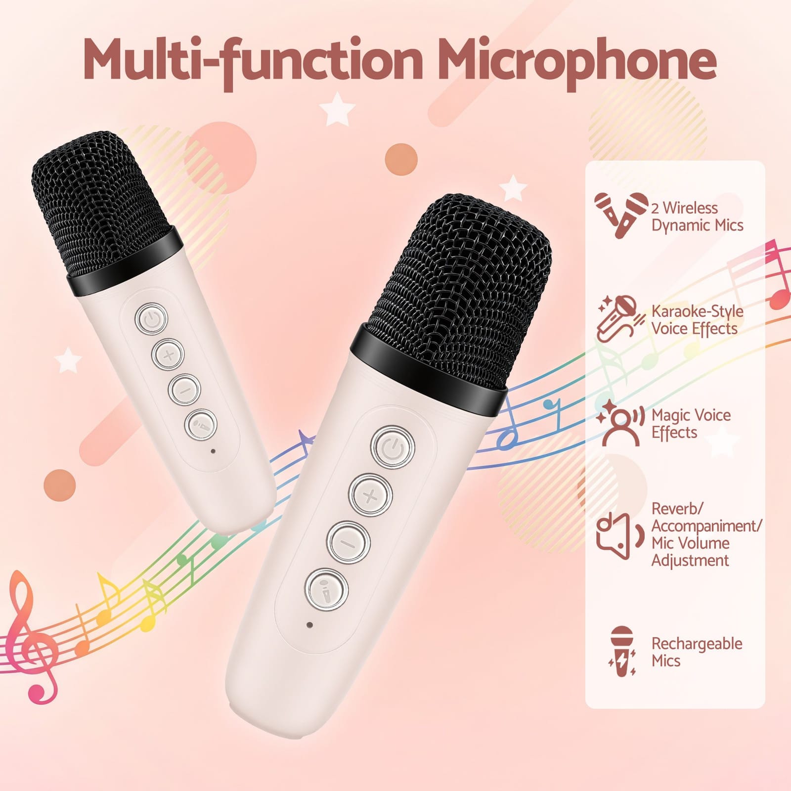 Portable Karaoke Machine 2 Wireless Mics | Simpledeals