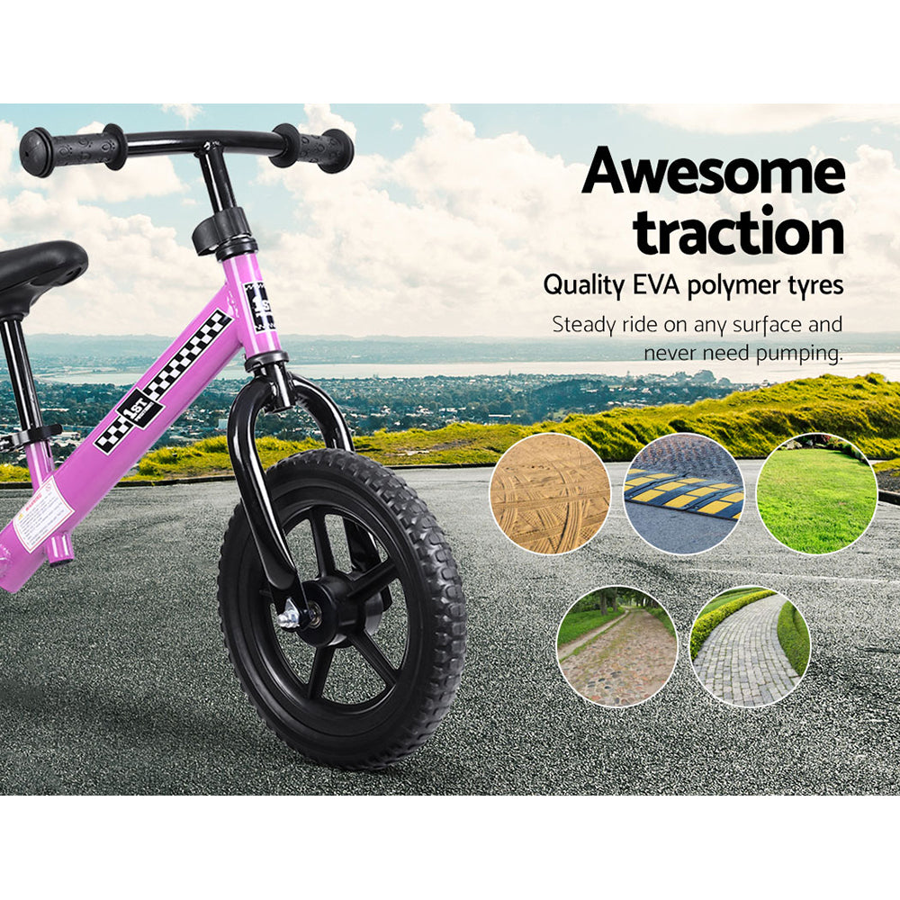 Kids Balance Bike Ride On Toys Puch Bicycle Wheels Toddler Baby 12" Bikes Pink