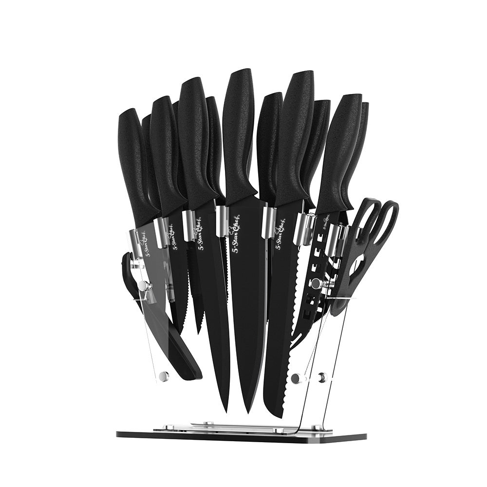 17-Piece Stainless Steel Kitchen Knife Set with Sharpener