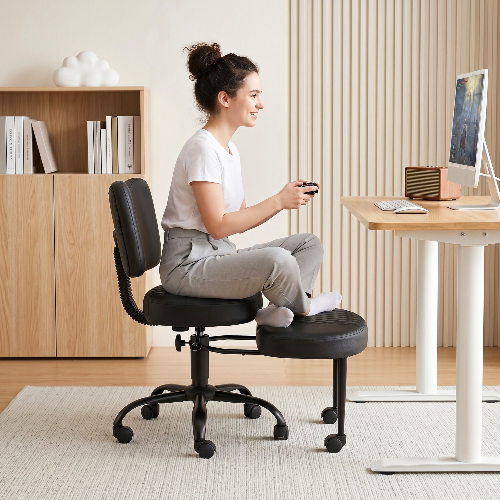 Kneeling Chair Ergonomic Cross Legged Office Seat | Simplede