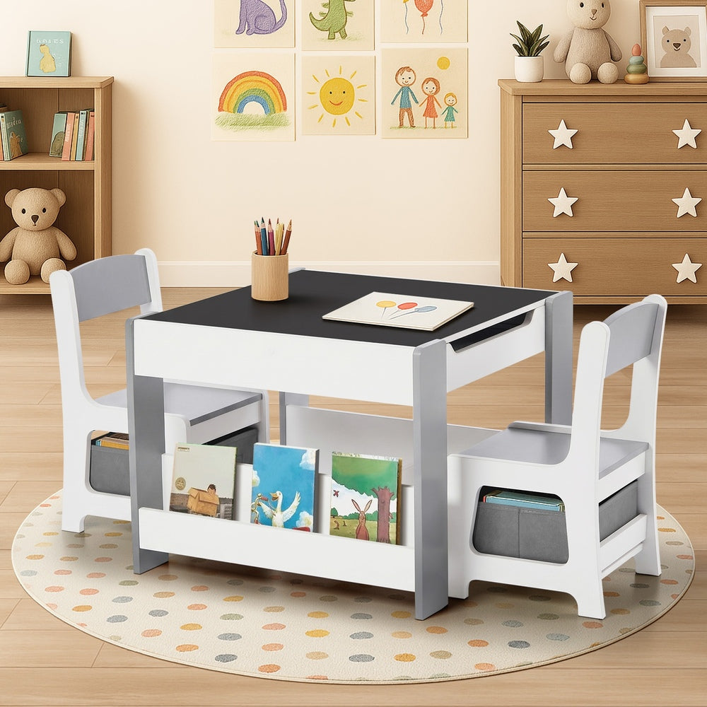 Kids Chalkboard Table Chair Set Storage | Simpledeals