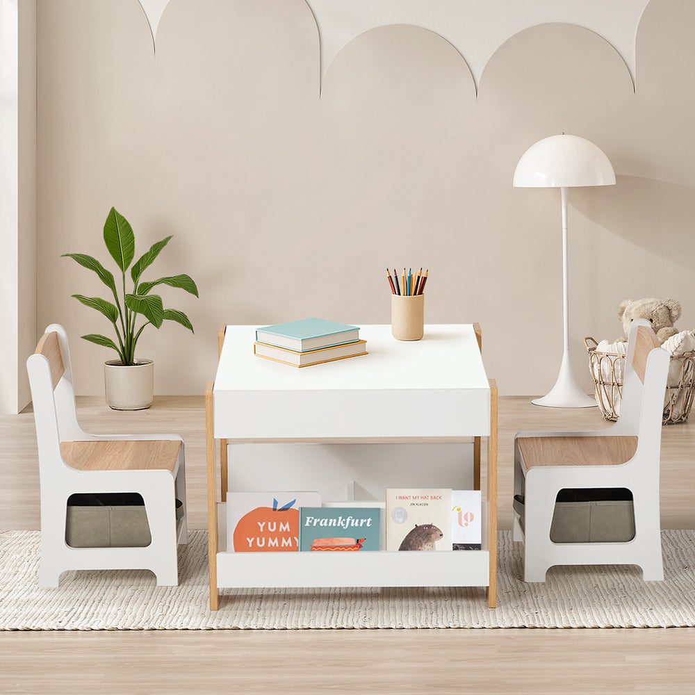 Kids Table Chairs Set Chalkboard Storage | Simpledeals