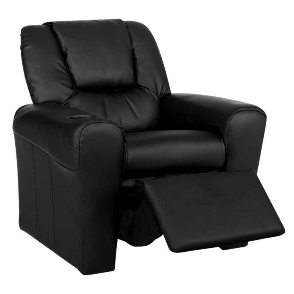 Luxury Kids Recliner Sofa Children Lounge Chair PU Couch Armchair Black