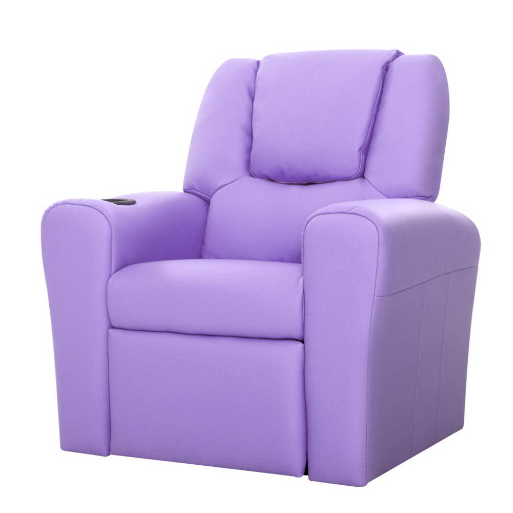 Luxury Kids Recliner Sofa Children Lounge Chair PU Couch Armchair Purple