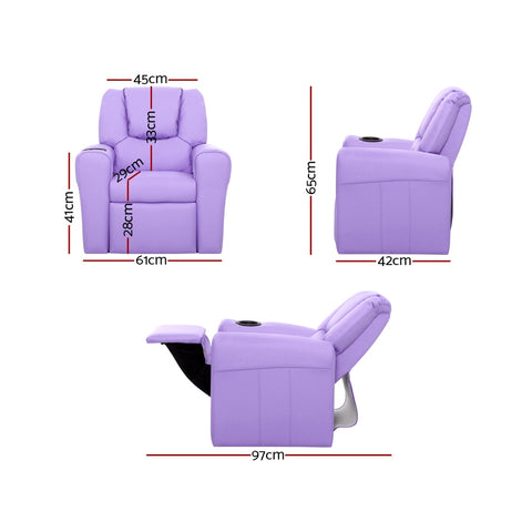 Luxury Kids Recliner Sofa Children Lounge Chair PU Couch Armchair Purple