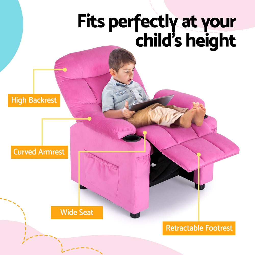 Comfortable Kids Recliner Chair - Black Velvet