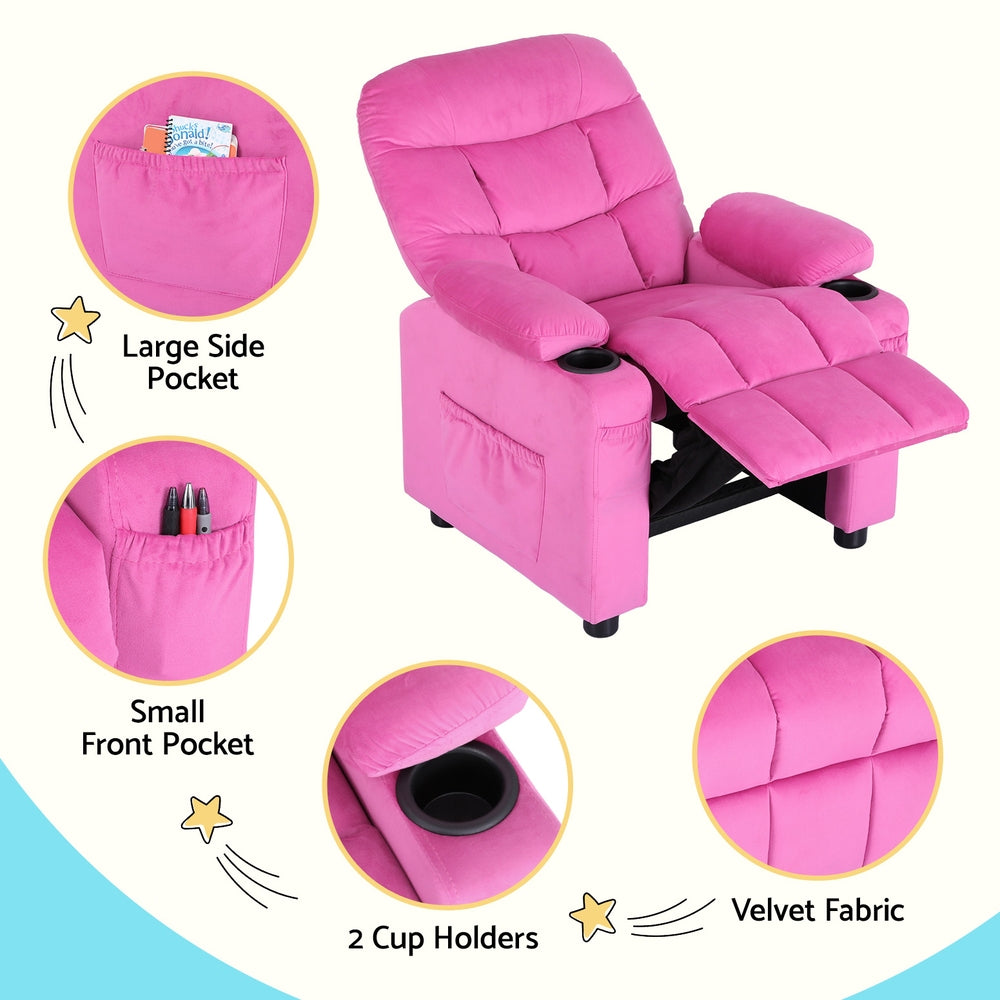 Comfortable Kids Recliner Chair - Black Velvet