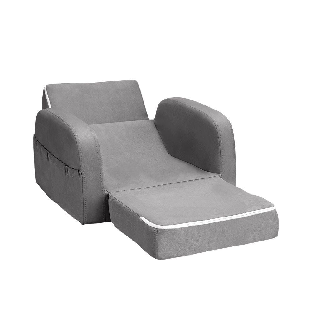 Keezi Kids Sofa 1 Seater Children Flip Open Couch Lounger Armchair Dinosaur Navy