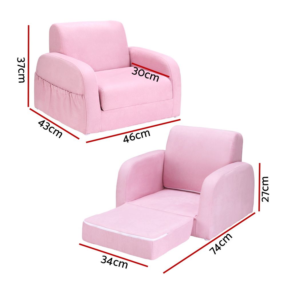 Keezi Kids Sofa 1 Seater Children Flip Open Couch Lounger Armchair Dinosaur Navy