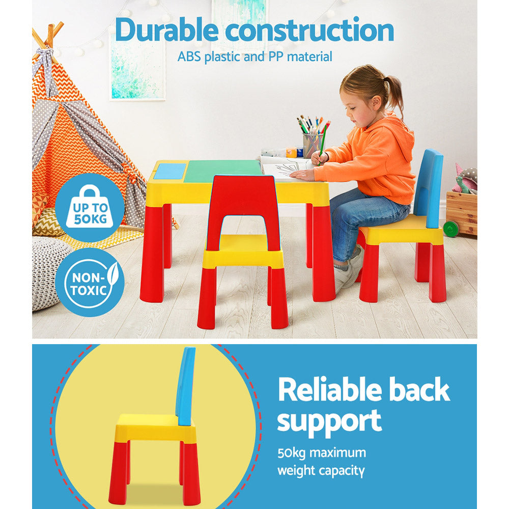 3Pcs Kids Table And Chairs Set Activity Chalkboard Toys Storage Desk