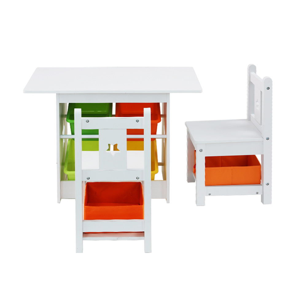 3 Pcs Kids Table And Chairs Set Children Furniture Play Toys Storage Box