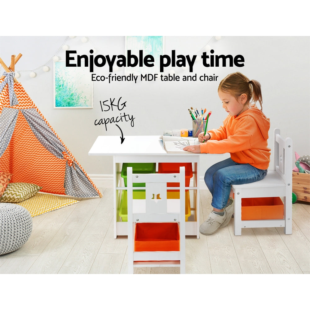 3Pcs Kids Table And Chairs Set Children Furniture Play Toys Storage Box
