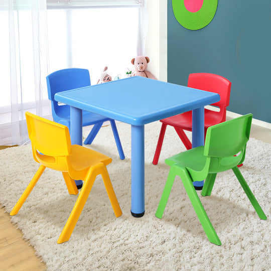5Pcs - 5Pcs Kids Table And Chairs Set Children Study Desk Furniture Plastic 4 Chairs