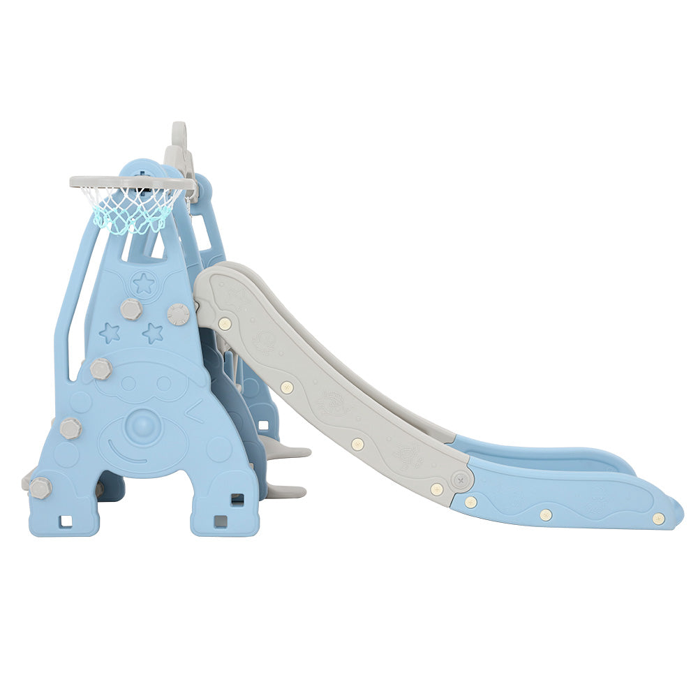 Kids Slide Swing Set with Basketball Hoop 170cm Blue Outdoor Playground