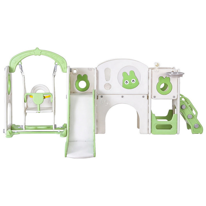 140Cm - Kids Slide Swing Set Basketball Hoop Ring Football Outdoor Toys 140cm Green