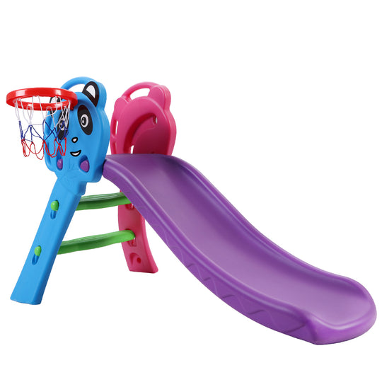 Kids Slide Set Basketball Hoop Indoor Outdoor Playground Toys 100Cm Blue - Outdoor Play Equipment