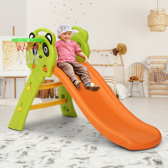 Kids Slide Set Basketball Hoop Indoor Outdoor Playground Toys 100Cm Orange - Play Kps Panda