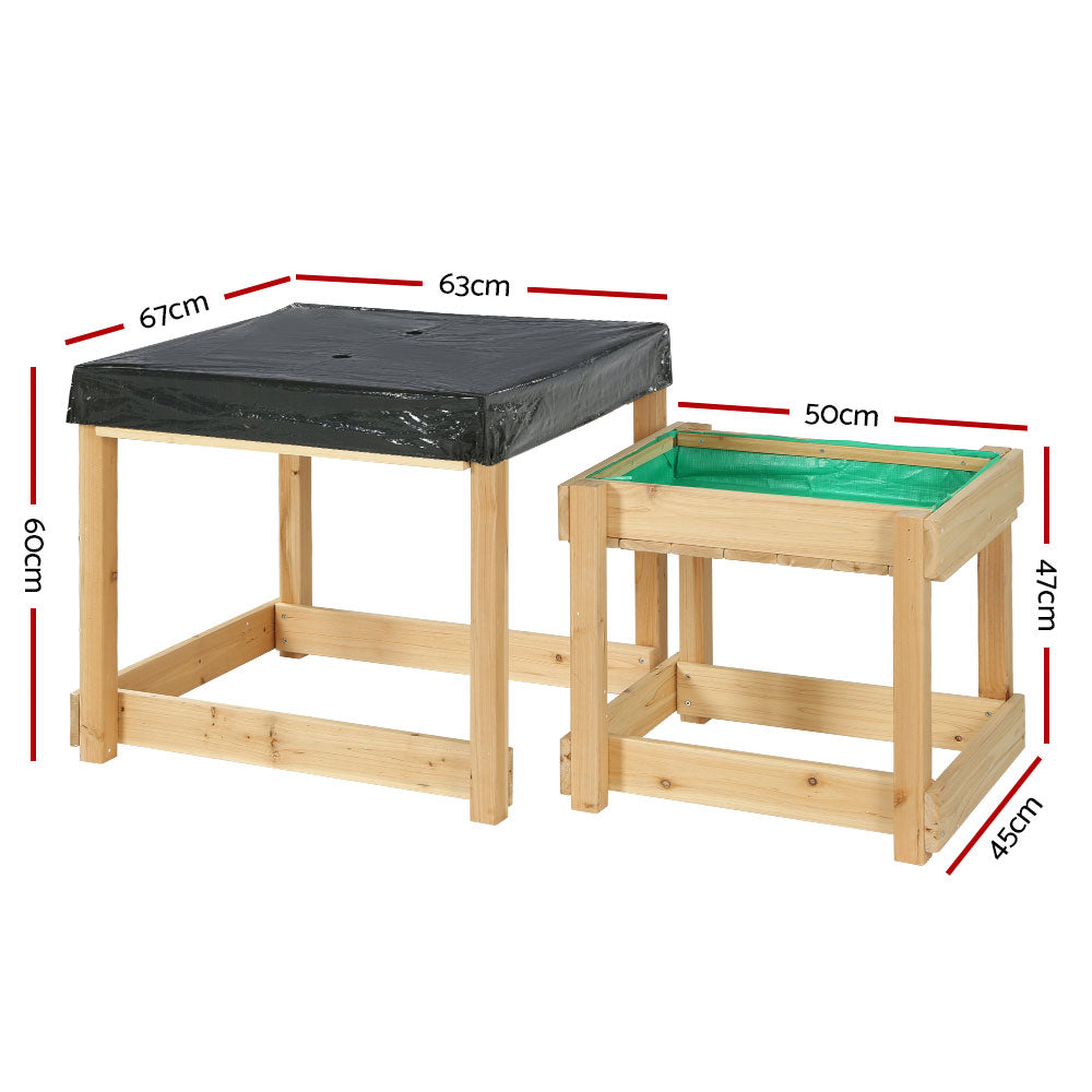 Kids Sandpit Wooden Sandbox Sand Pit Water Table Outdoor Toys 101Cm