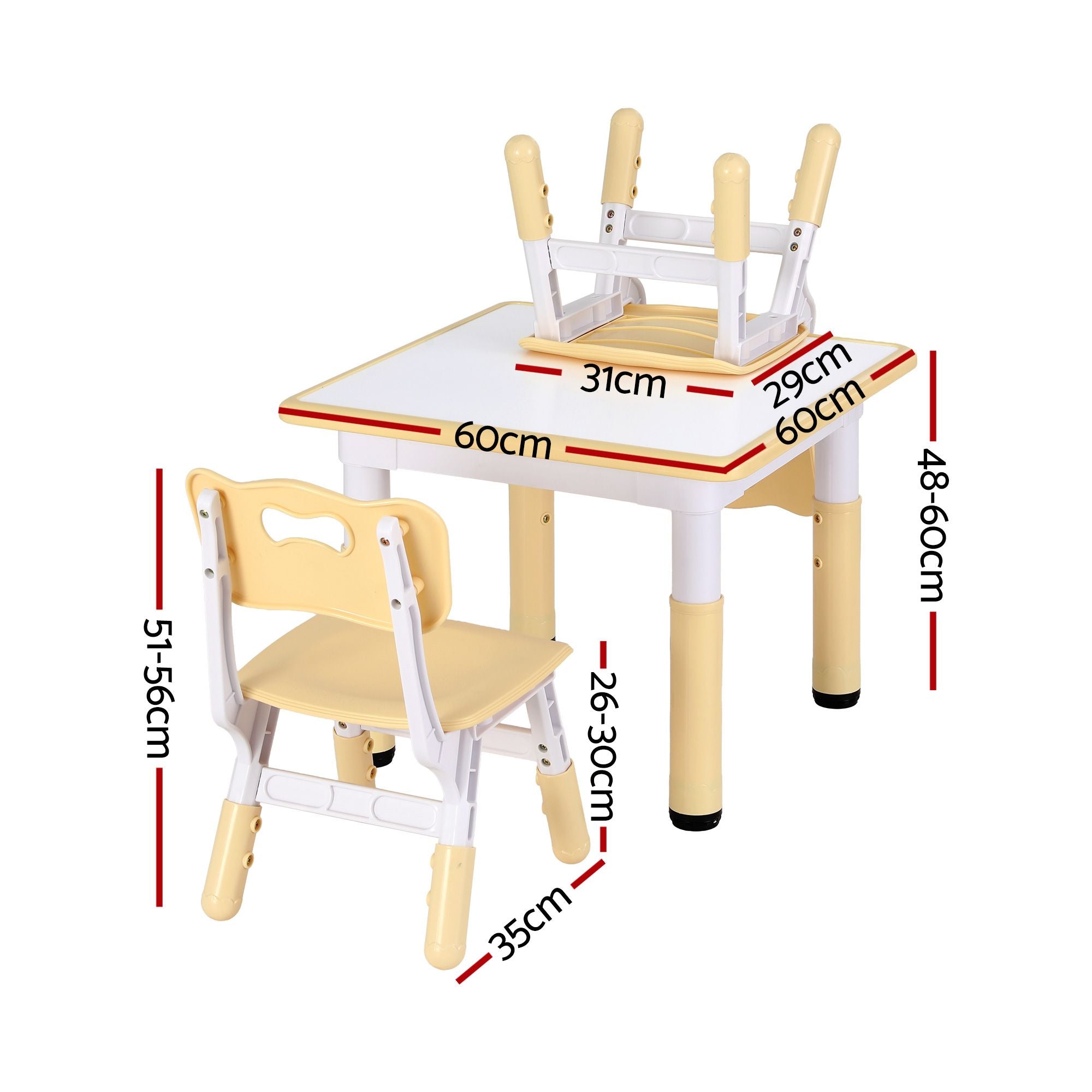 Kids Height Adjustable Table 2 Chairs Set | Simpledeals