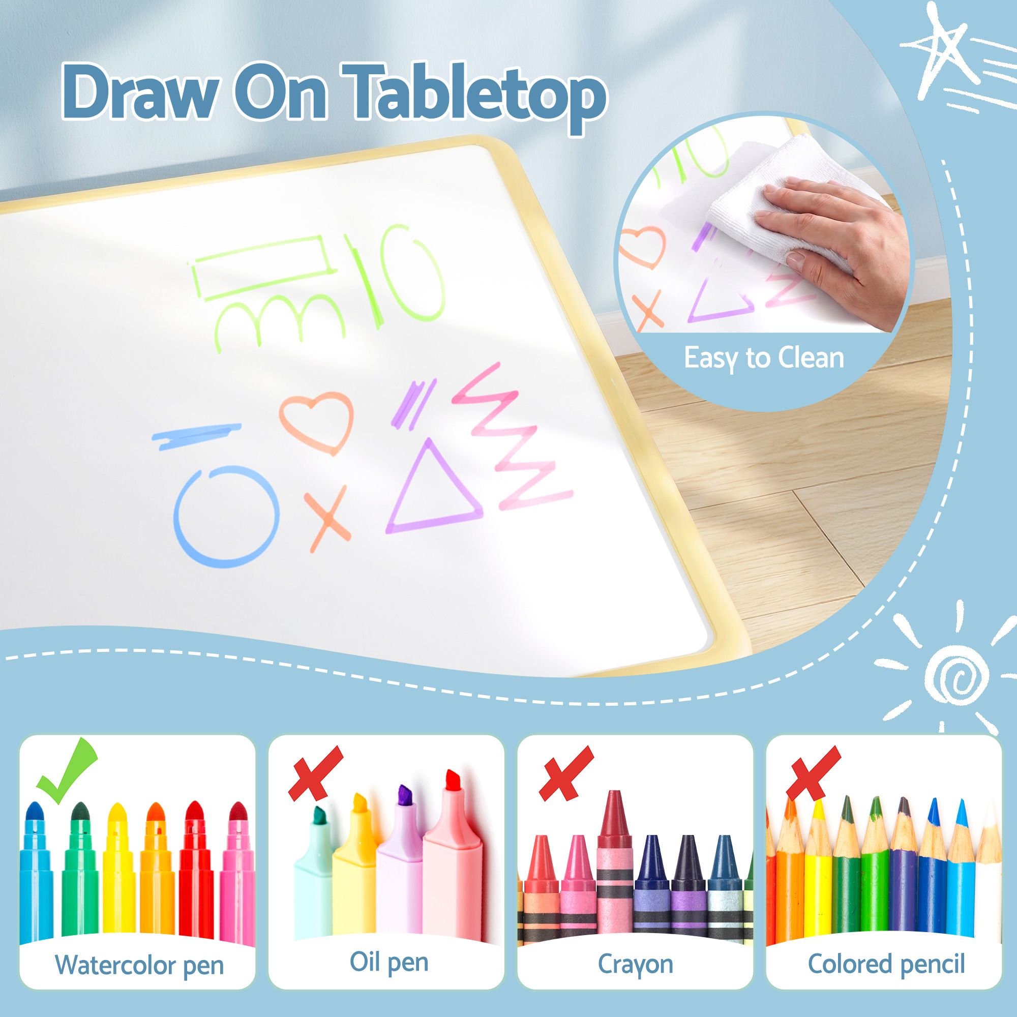 Kids Height Adjustable Table 2 Chairs Set | Simpledeals