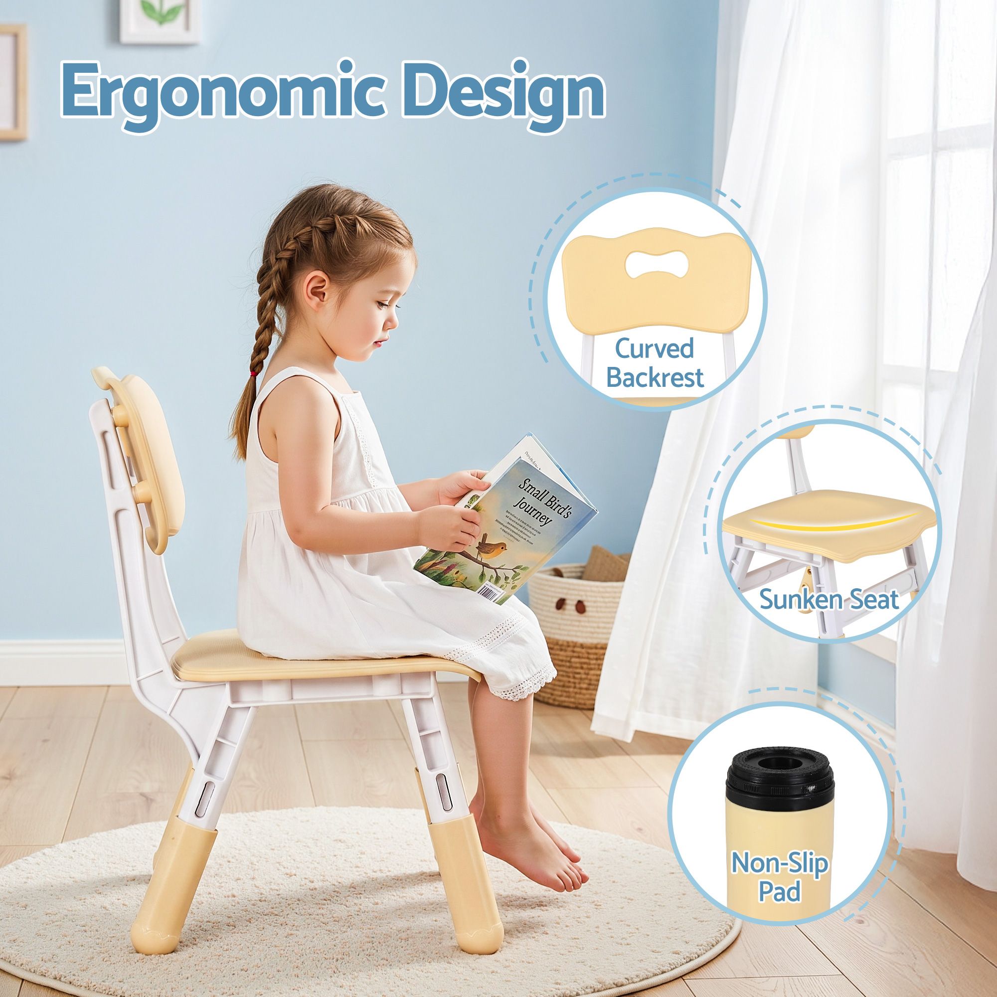Kids Height Adjustable Table 2 Chairs Set | Simpledeals