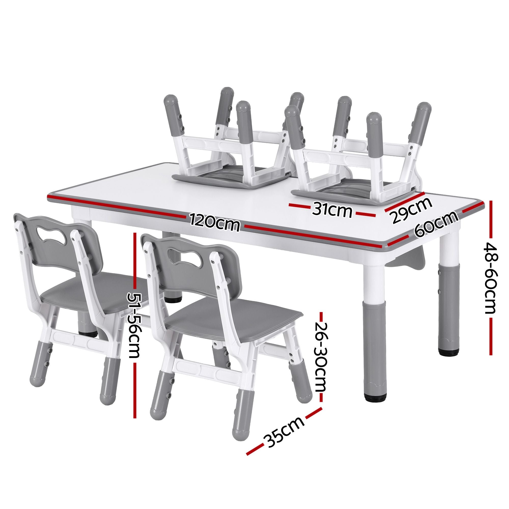 Kids Table 4 Chairs Set Height Adjustable | Simpledeals