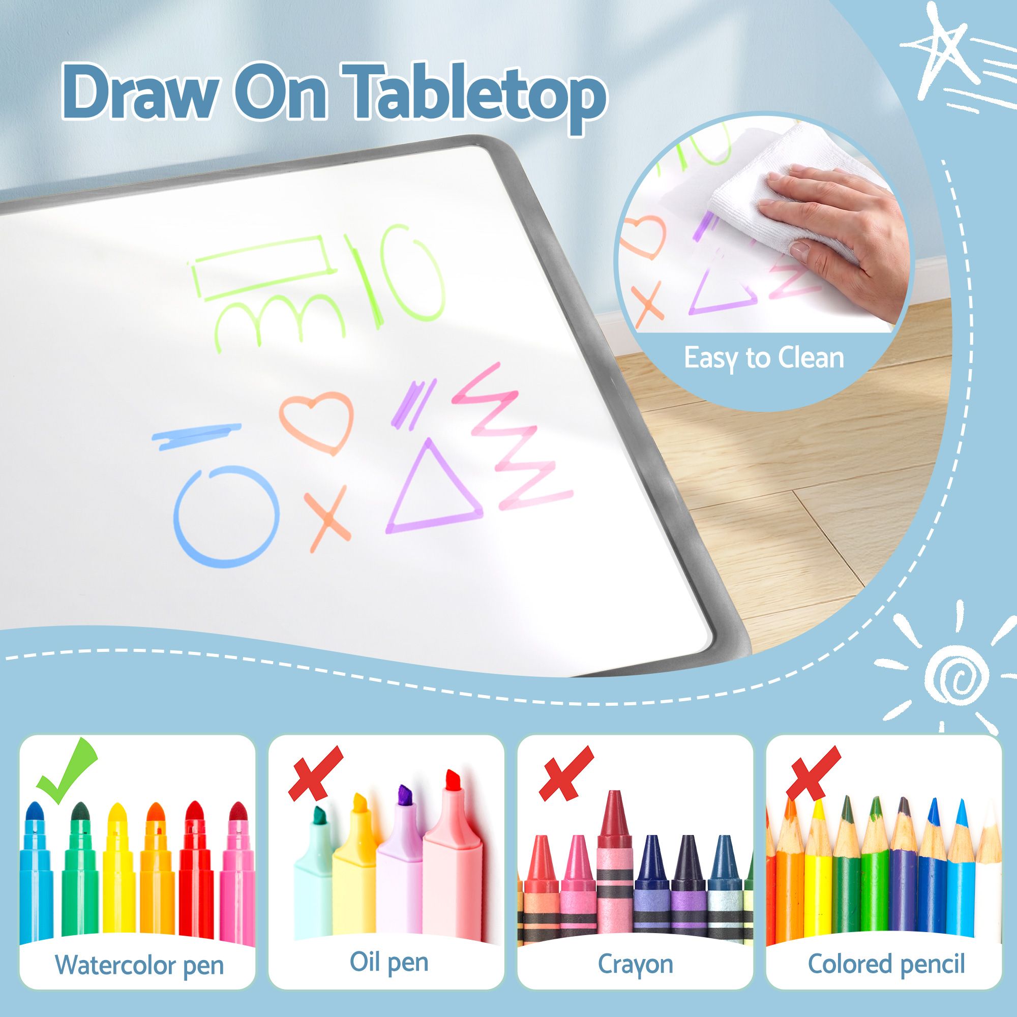 Kids Table 4 Chairs Set Height Adjustable | Simpledeals