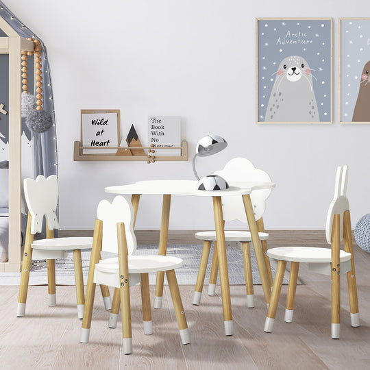 Sleek Kids Activity Table and Chairs Set - 5 Piece with Outdoor Dining Sets