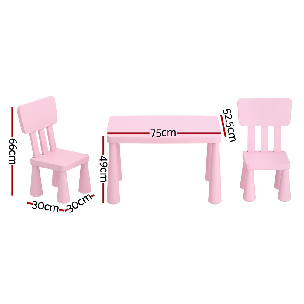 1 Kids Table and 2 Chairs Set Blue/Pink